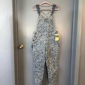 Duluth Trading Co Double Flex Denim Bib Overalls - Fall Floral Indigo